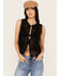 Image #1 - By Together Women's Crochet Tie Front Vest, Black, hi-res