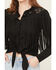 Image #4 - Idyllwind Women's McKinney Faux Suede Long Sleeve Fringe Top, Black, hi-res