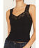Image #3 - By Together Women's Seamless Lace Ribbed Tank, Black, hi-res