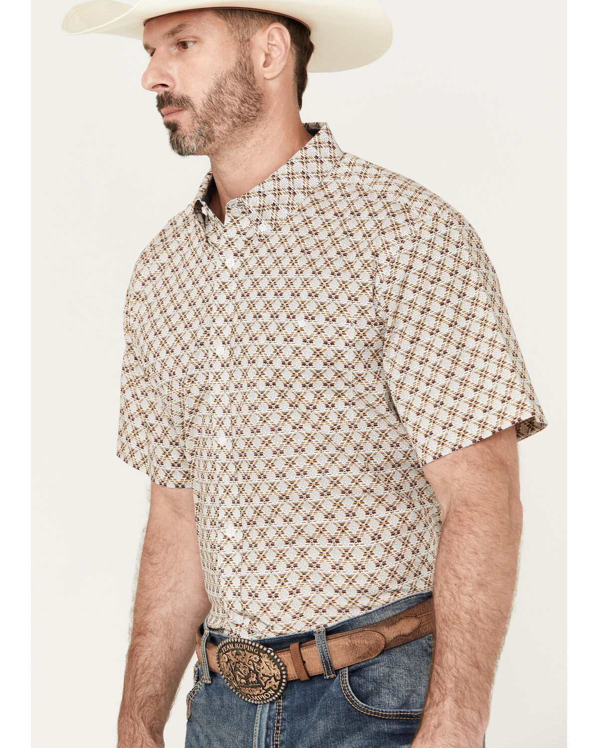 Image #2 - RANK 45® Men's Buckaloo Print Short Sleeve Button-Down Stretch Western Shirt, Multi, hi-res