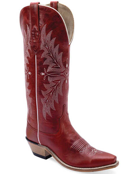 Old West Women's Tall Western Boots - Snip Toe , Red