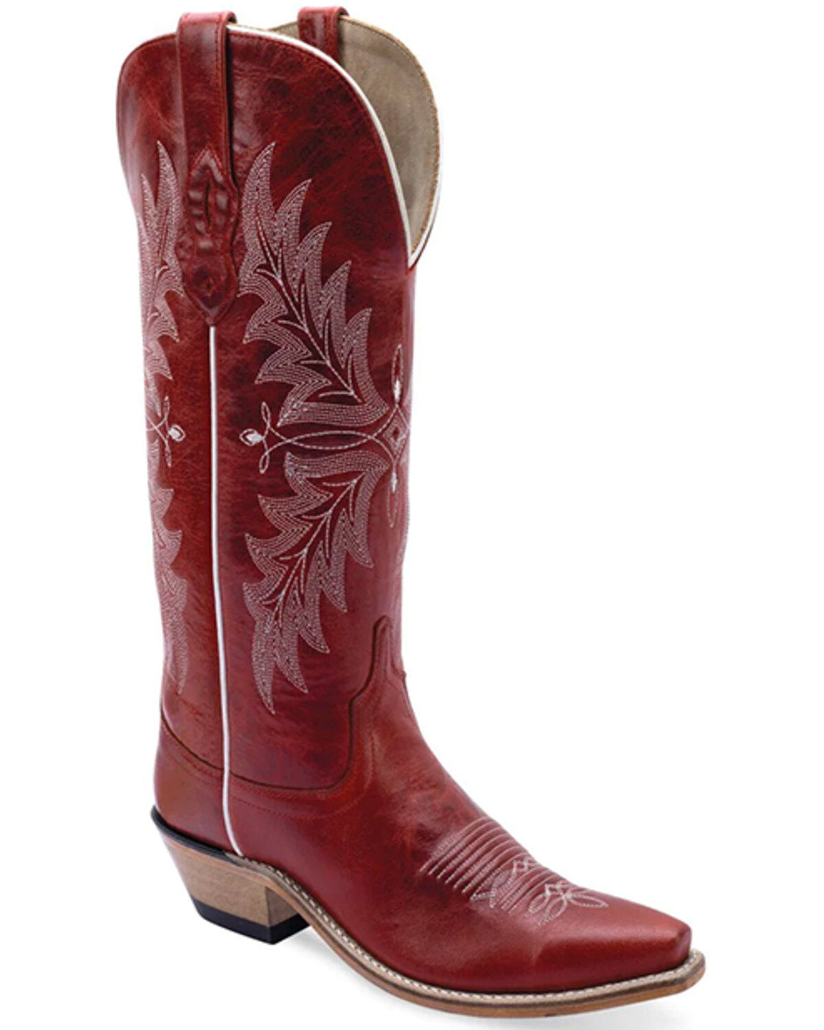 Image #1 - Old West Women's Tall Western Boots - Snip Toe, Red, hi-res