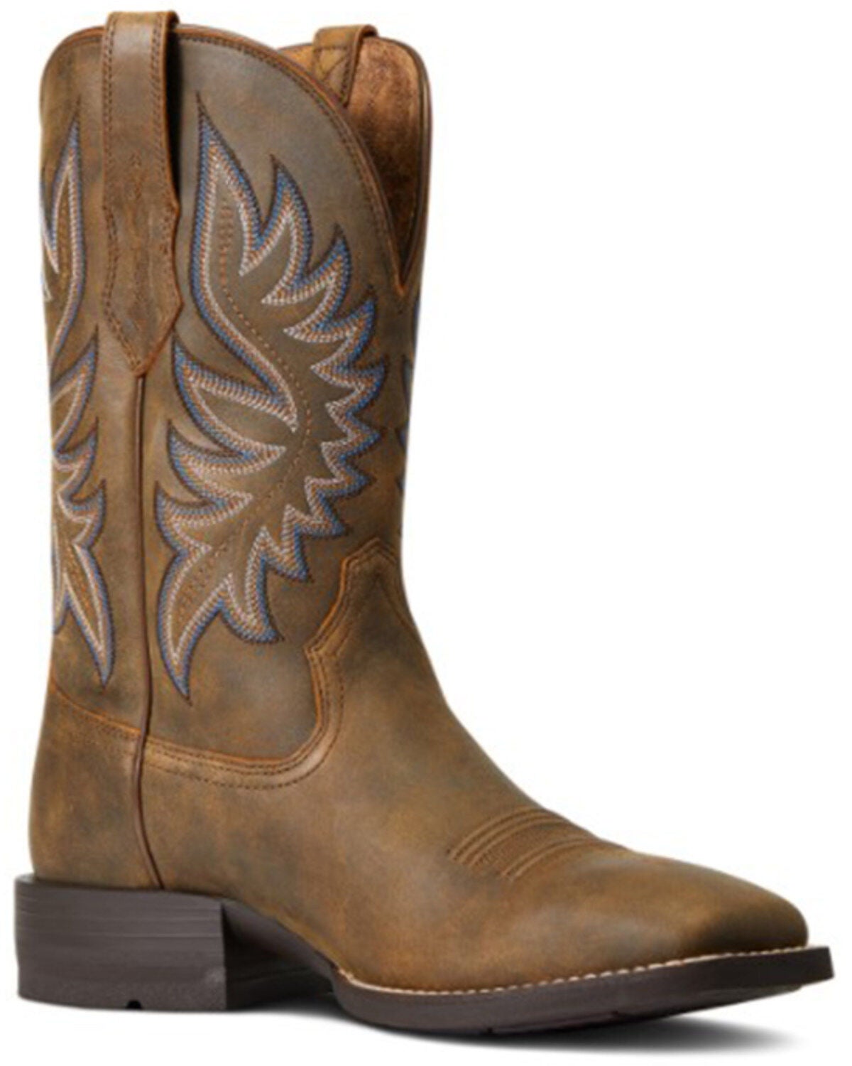 Ariat Men's Brander Leather Performance Western Boot - Broad Square Toe, Brown, hi-res