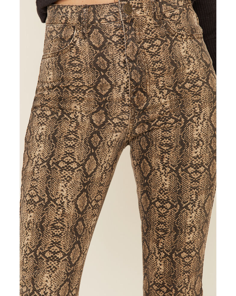 snake print bell bottoms