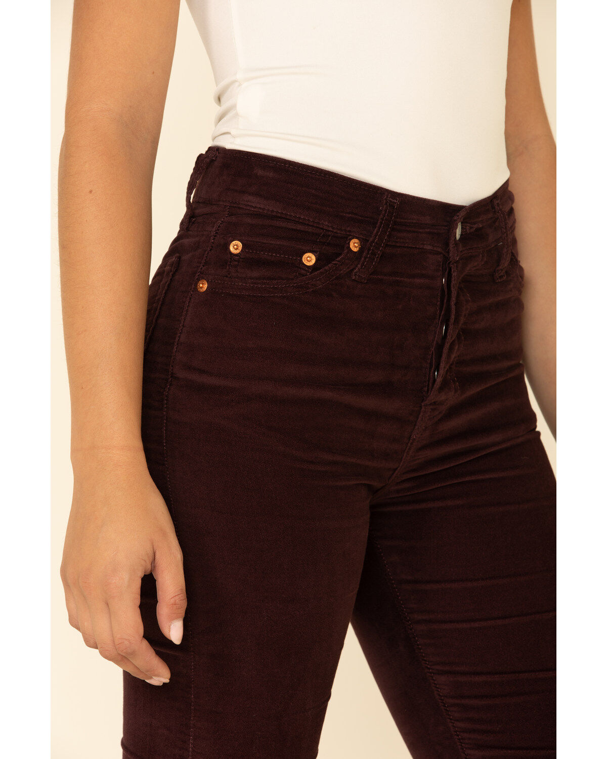 Image #4 - Levi's Women's Moleskin High Rise Wedgie Skinny Jeans, Burgundy, hi-res