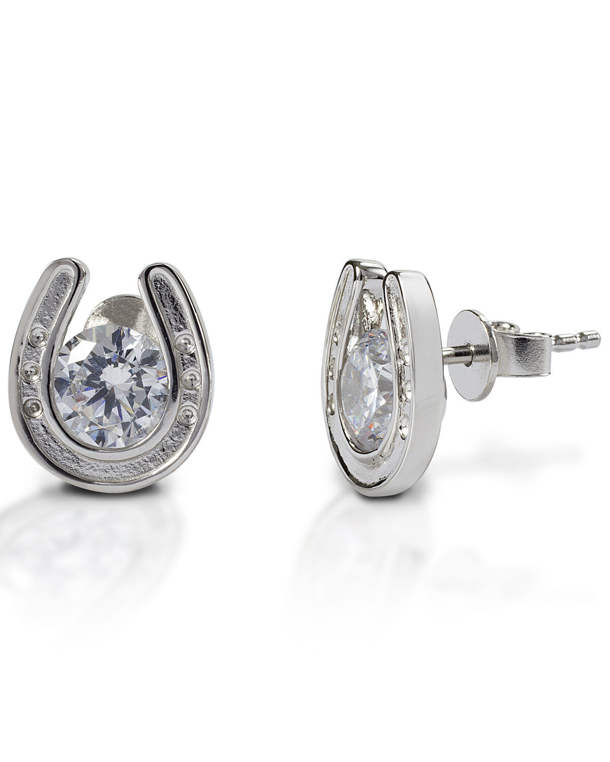 Image #1 - Kelly Herd Women's Horseshoe Stud Earrings, Silver, hi-res