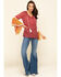 Red Label by Panhandle Women's Print Bell Sleeve Top , Dark Pink, hi-res