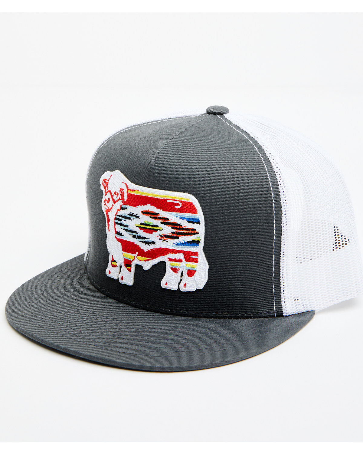 Image #1 - Lazy J Ranch Men's Serape Cow Patch Mesh-Back Ball Cap, Black, hi-res