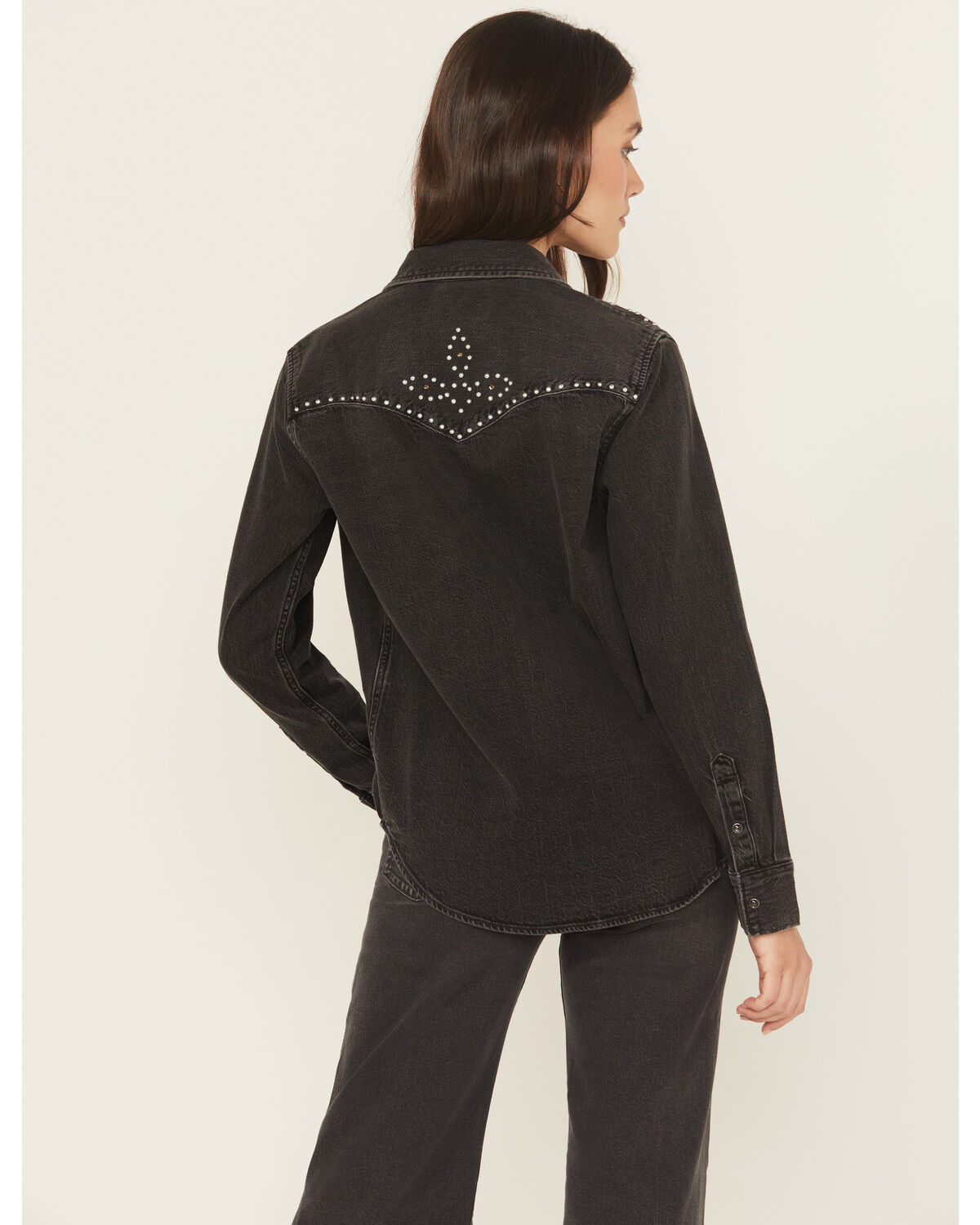 Image #4 - Levi's Premium Women's Iconic Western Denim Long Sleeve Snap Shirt, Black, hi-res