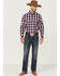 Resistol Men's Atlantis Ombre Plaid Long Sleeve Button Down Western Shirt , Navy, hi-res