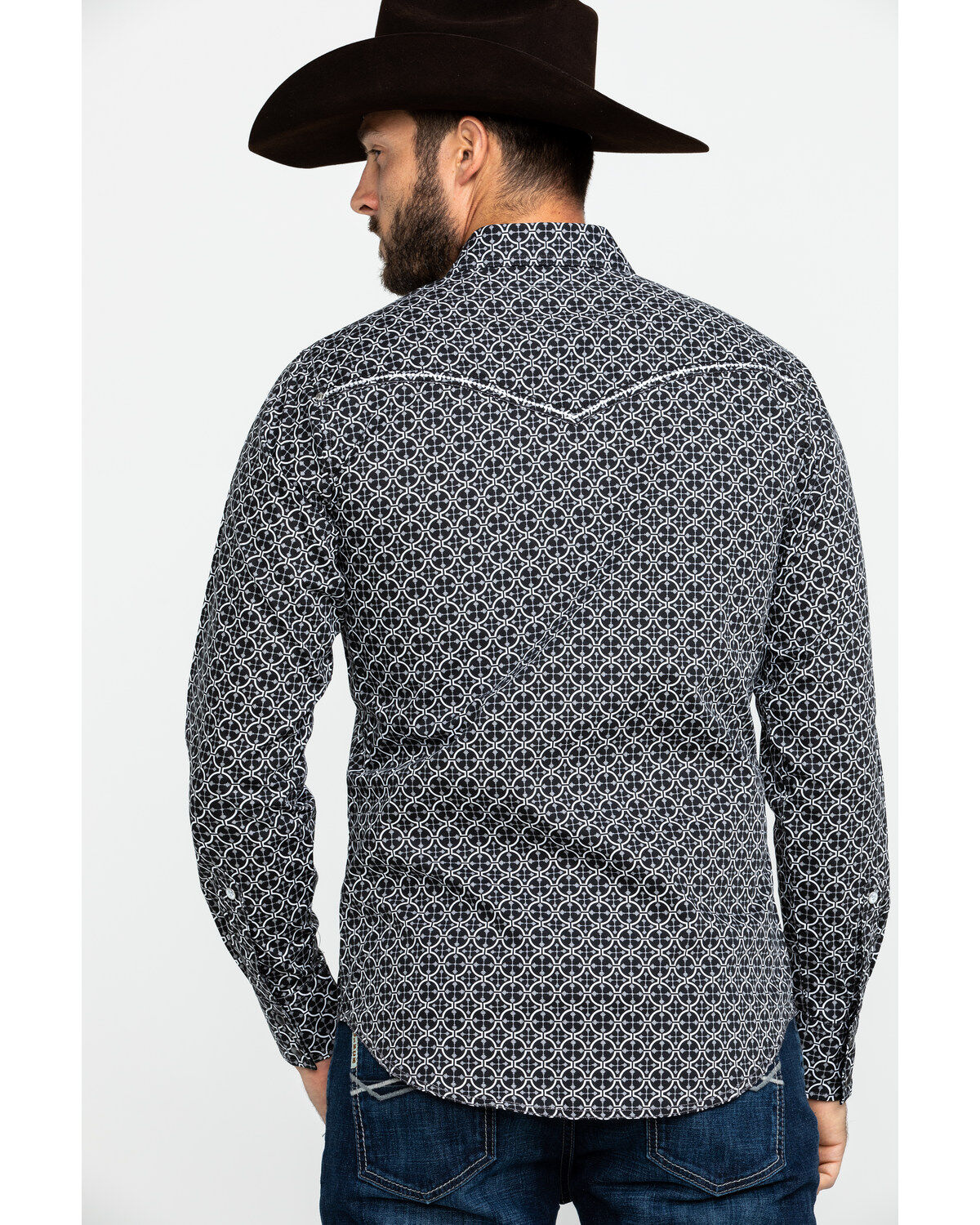 Image #2 - Rock 47 By Wrangler Men's Black Geo Print Long Sleeve Western Shirt , , hi-res