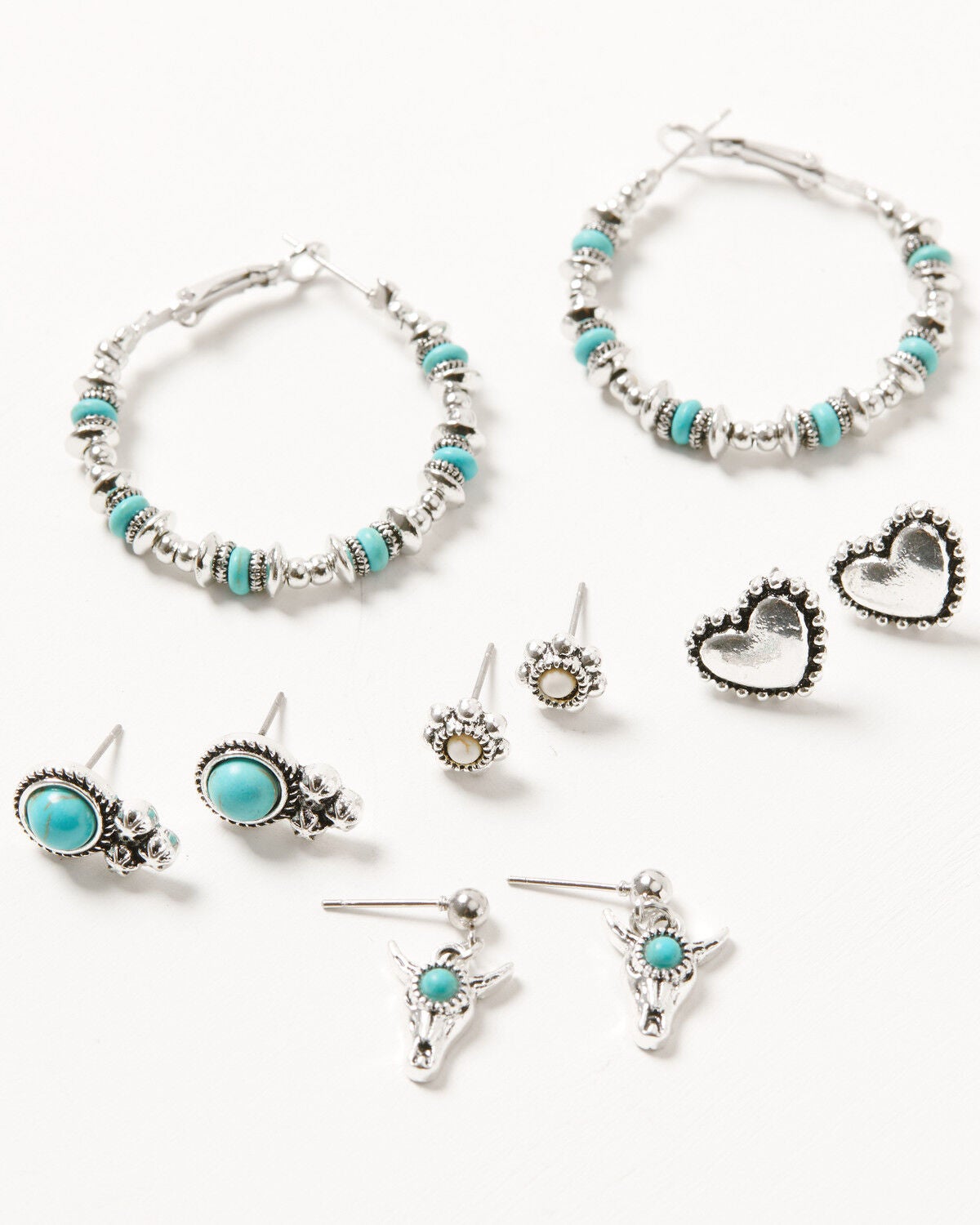 Image #1 - Shyanne Women's Cowgirl Charm Earring Set - 5 Piece, Silver, hi-res