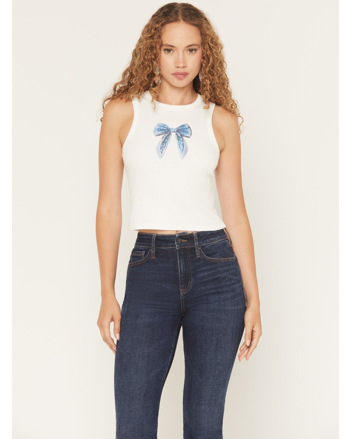 Originality Women's Bandana Bow Tank, White, hi-res
