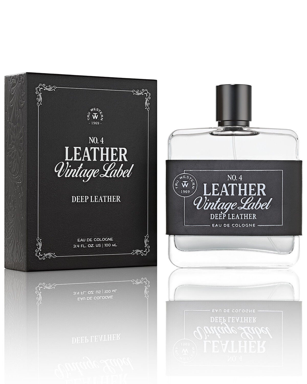 Tru Fragrances Men's No. 4 Leather Vintage Label Deep Leather Eau de Cologne, No Color, hi-res