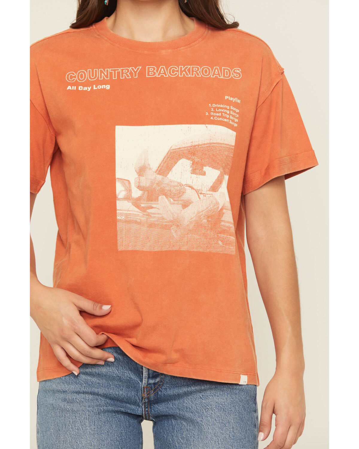Image #3 - Cleo + Wolf Women's Backroads Short Sleeve Boyfriend Graphic Tee, Orange, hi-res
