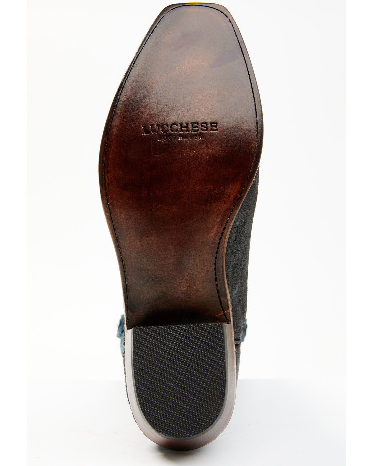Image #7 - Lucchese Men's Two-Tone Roughout Western Boots - Square Toe, Black, hi-res