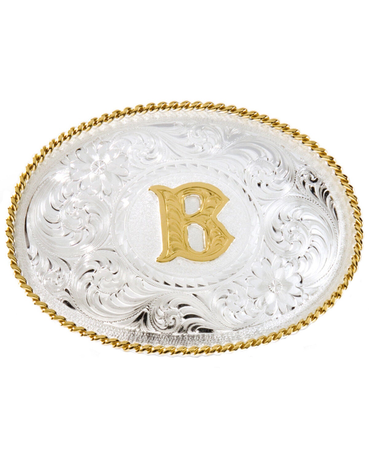 Montana Silversmiths Initial "B" Belt Buckle, Silver, hi-res