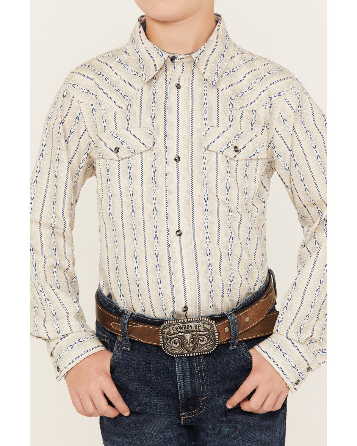 Image #3 - Cody James Boys' Striped Long Sleeve Snap Western Shirt, , hi-res