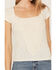 Wild Moss Women's Crochet Ribbed Knit Top, Ivory, hi-res