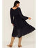 Image #4 - Shyanne Women's Striped Long Sleeve Slit Front Midi Dress, Indigo, hi-res