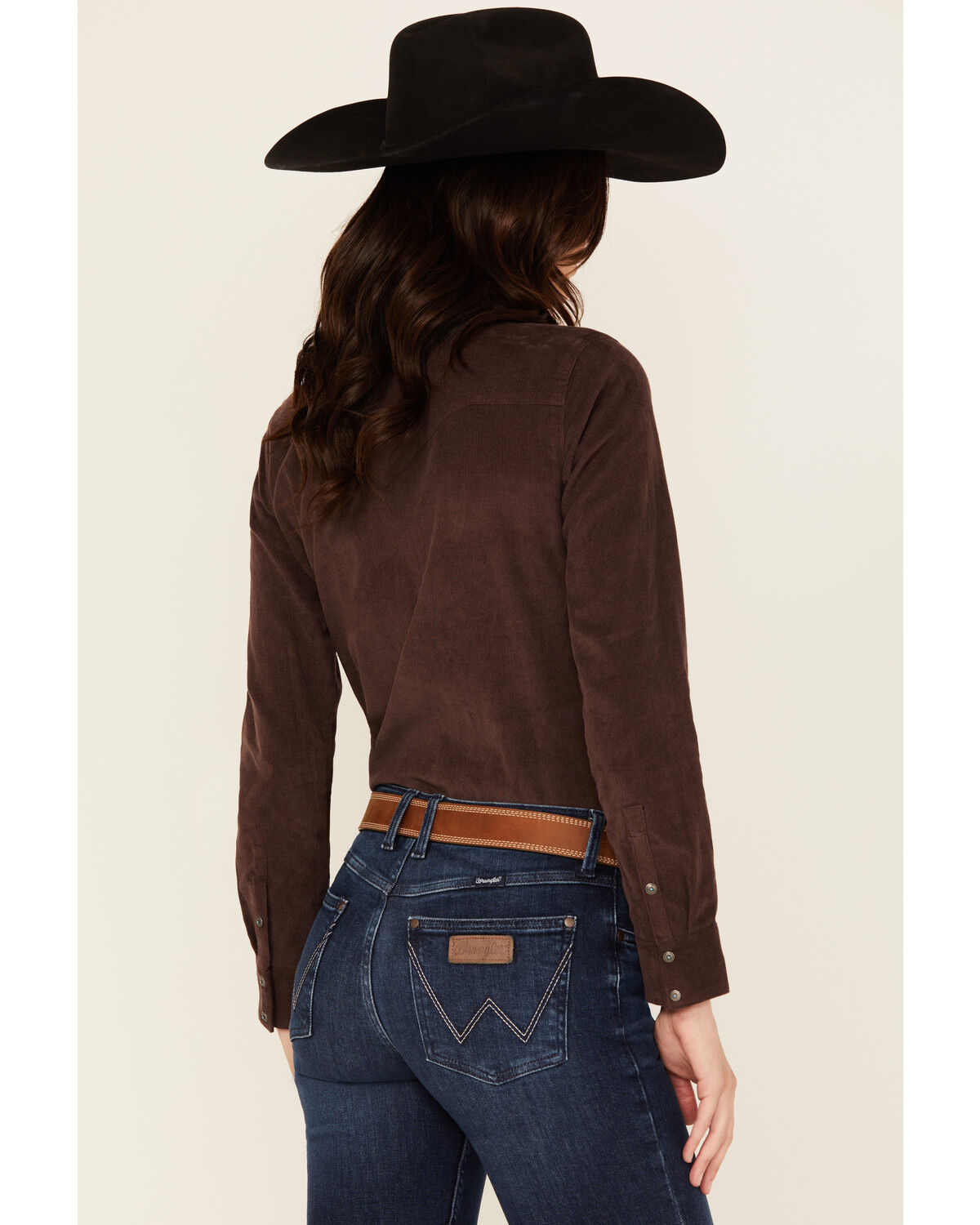 Image #4 - Shyanne Women's Wale Corduroy Long Sleeve Snap Western Shirt, Chocolate, hi-res