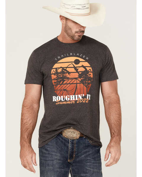 Cinch Men's Trailblazer Roughin It Camp Graphic T-Shirt  , Charcoal, hi-res