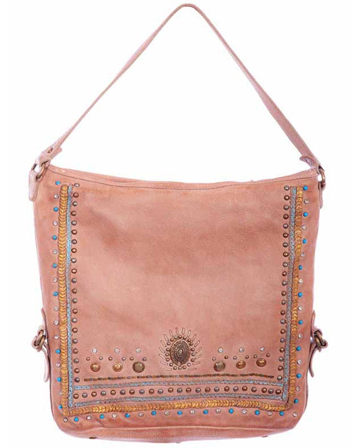 Scully Women's Studded Large Bucket Handbag, Sand, hi-res