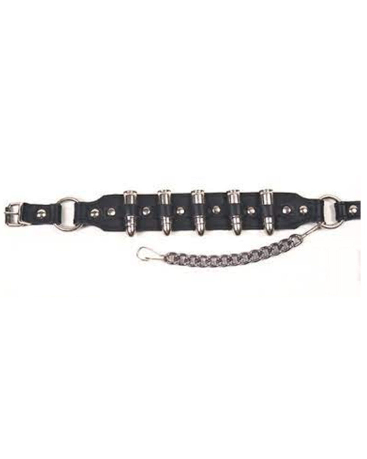 Image #1 - Almax Silver Bullet Chain Leather Boot Strap, Black, hi-res