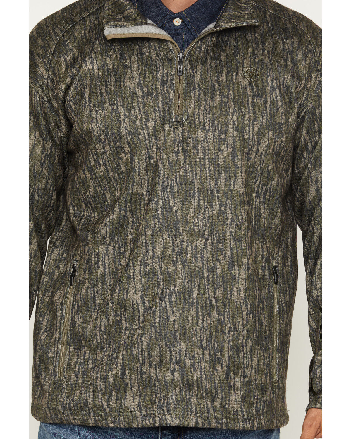 Image #3 - Ariat Men's Caldwell Camo Print 1/4 Zip Pullover Sweater, Green, hi-res