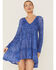 Beyond The Radar Women's Long Sleeve Knit Mini Dress, Blue, hi-res