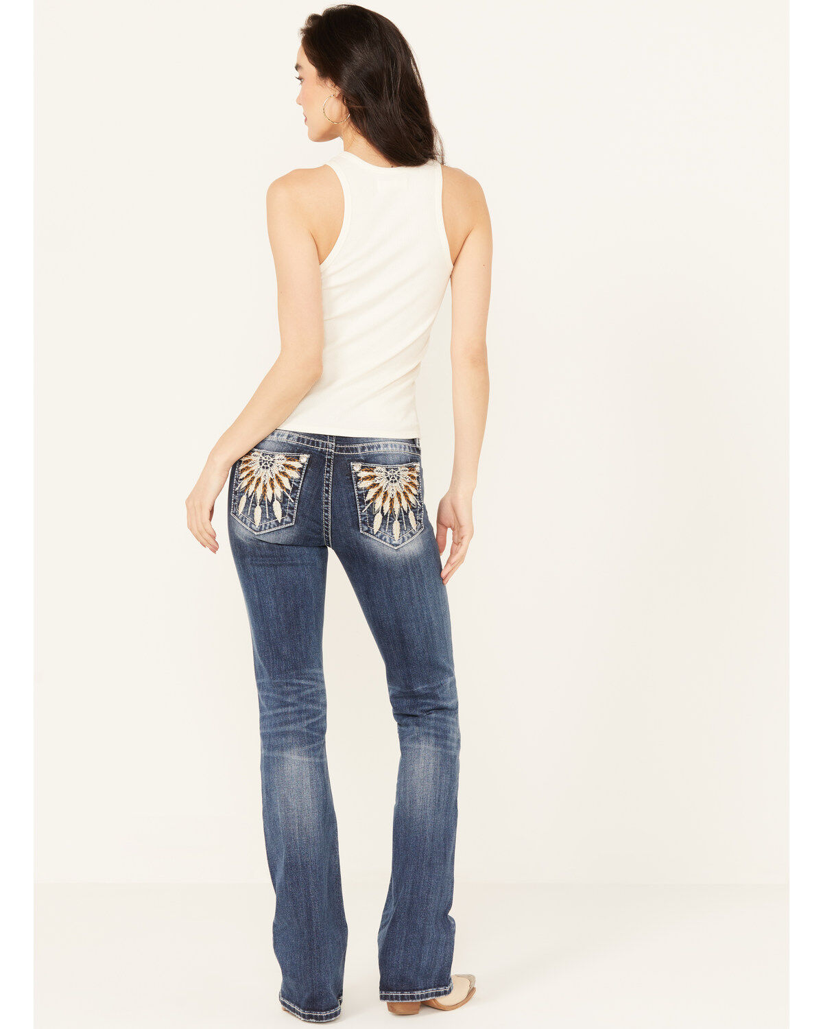 Image #1 - Miss Me Women's Dark Wash Mid Rise Stretch Bootcut Jeans, Dark Wash, hi-res