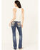 Image #1 - Miss Me Women's Dark Wash Mid Rise Stretch Bootcut Jeans, Dark Wash, hi-res