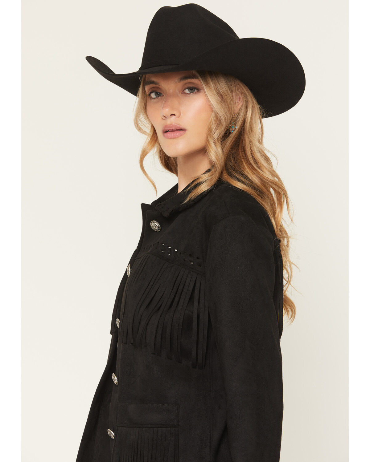 Image #2 - Idyllwind Women's Norton Faux Suede Bonded Fringe Shacket, Black, hi-res