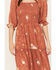 Wild Moss Women's Jacquard Smocked Front Dress, Rust Copper, hi-res
