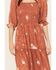 Wild Moss Women's Jacquard Smocked Front Dress, Rust Copper, hi-res