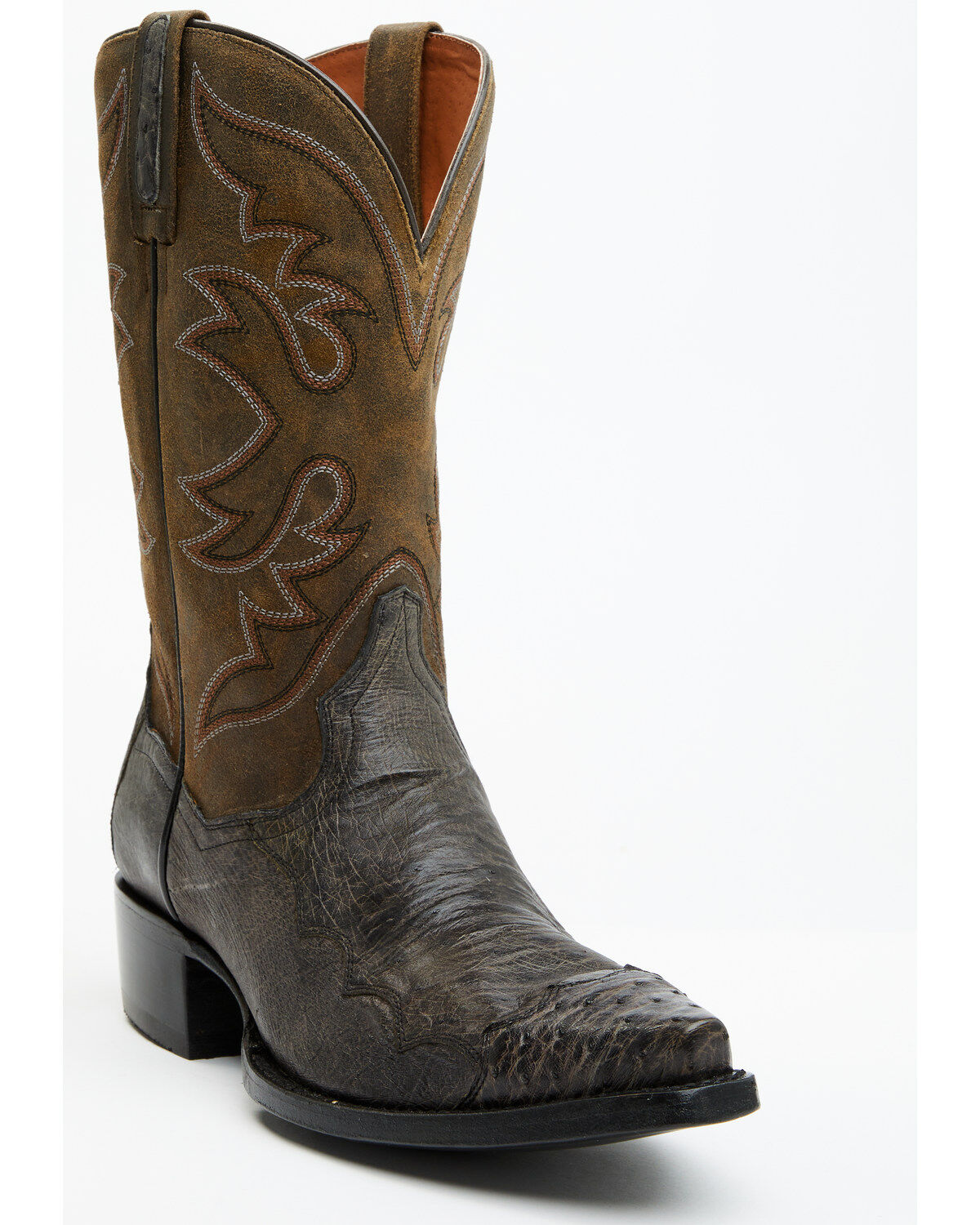 Image #1 - Dan Post Men's 12" Exotic Ostrich Western Boots - Snip Toe, Grey, hi-res
