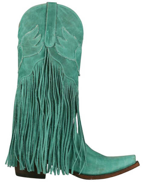 Image #2 - Junk Gypsy by Lane Women's Dreamer Fringe Western Boots - Snip Toe, Turquoise, hi-res