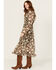 Image #3 - Miss Me Women's Floral Print Long Sleeve Midi Dress, Black, hi-res