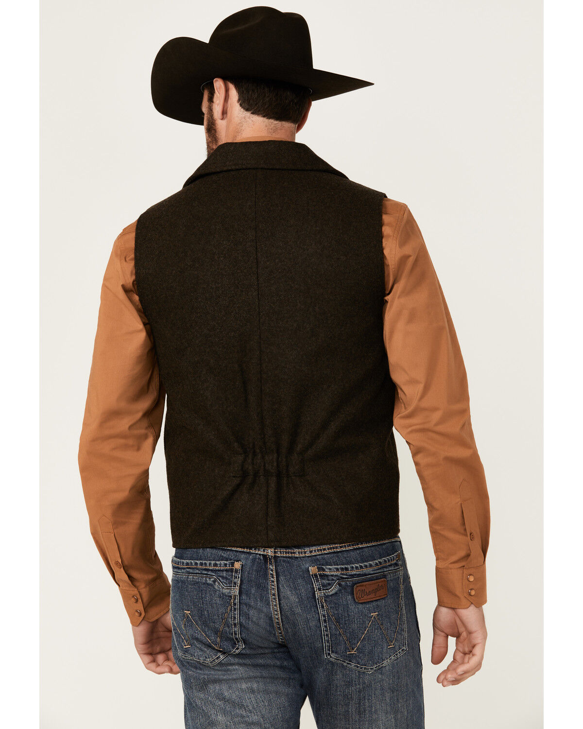 Image #4 - Powder River Outfitters Men's Heather Grey Montana Wool Vest, Dark Brown, hi-res