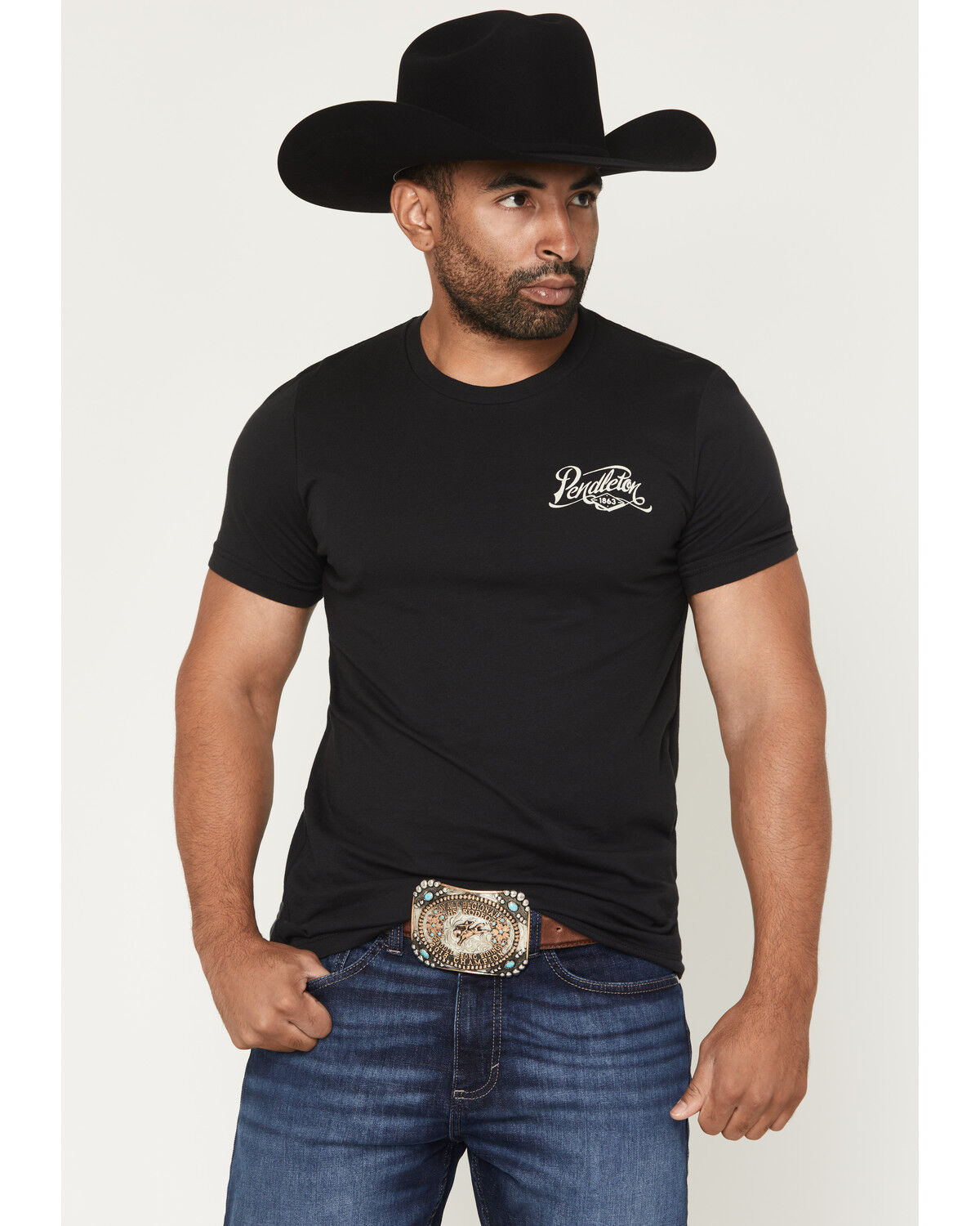Image #2 - Pendleton Men's Script Logo Short Sleeve Graphic T-Shirt, Black, hi-res