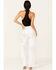 Image #3 - Vibrant Denim Women's Rhinestone Star High Rise Wide Leg Jeans, White, hi-res