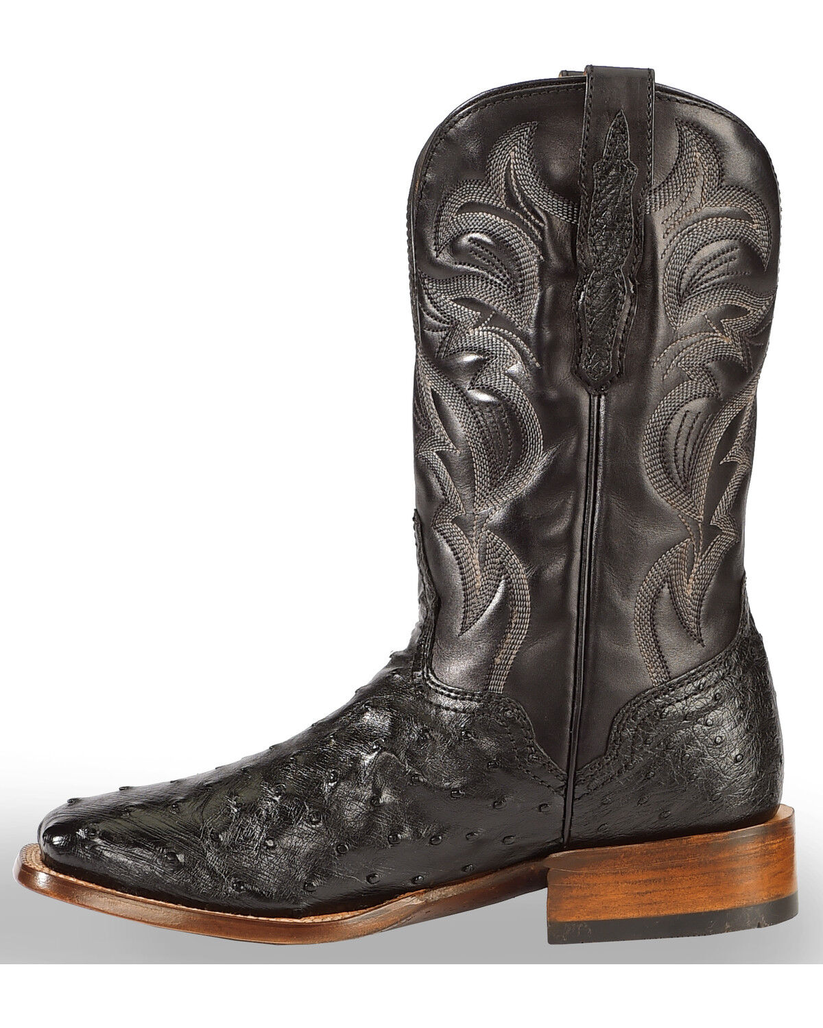 Image #9 - El Dorado Men's Handmade Full Quill Ostrich Stockman Boots - Broad Square Toe, Black, hi-res