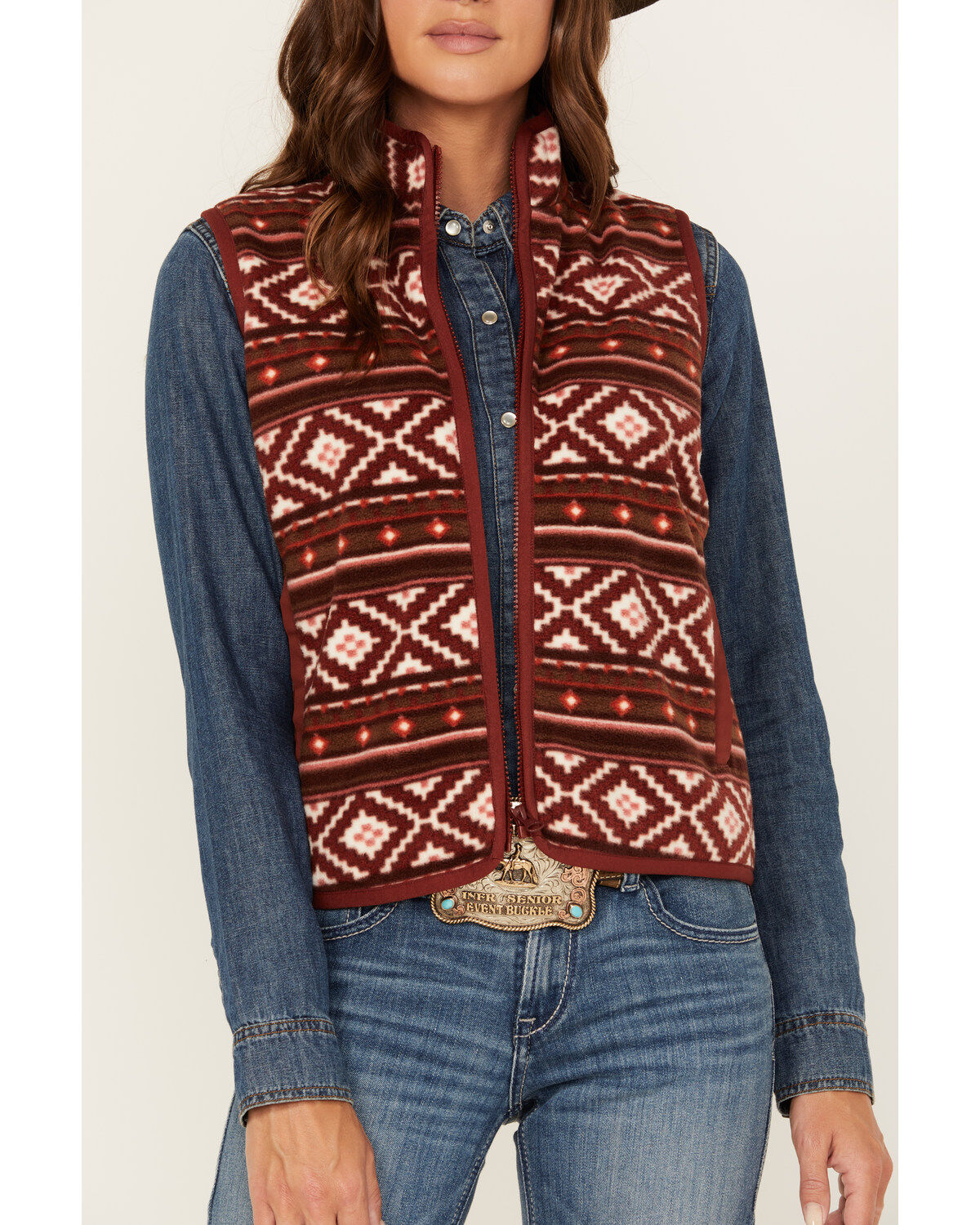 Image #3 - Shyanne Women's Southwestern Print Micro Fleece Vest, , hi-res