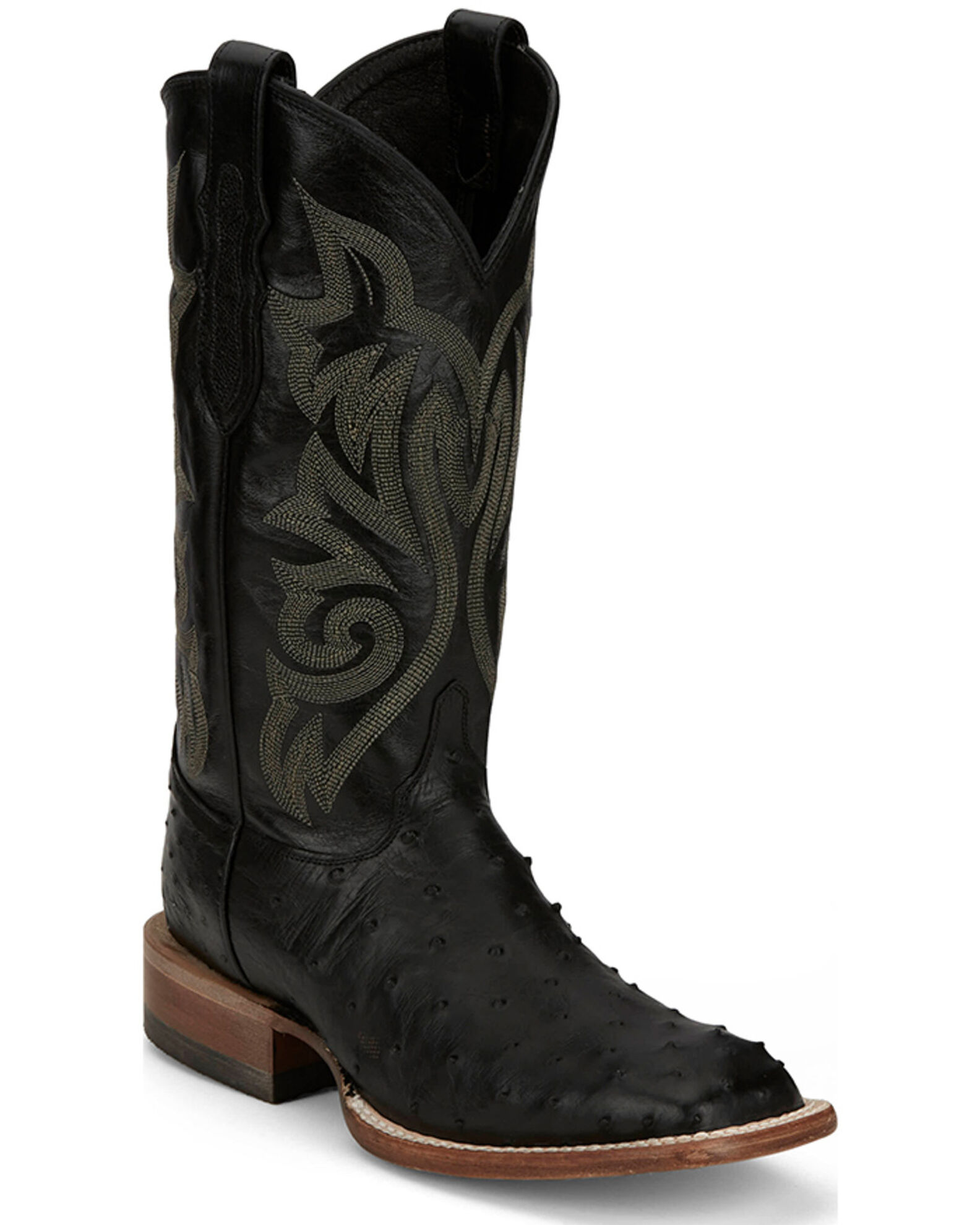 Justin Men s Exotic Full Quill Ostrich Western Boots Broad Square Toe Boot Barn