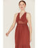 Lush Women's Maroon Sleeveless Lace Trim Dress, Maroon, hi-res