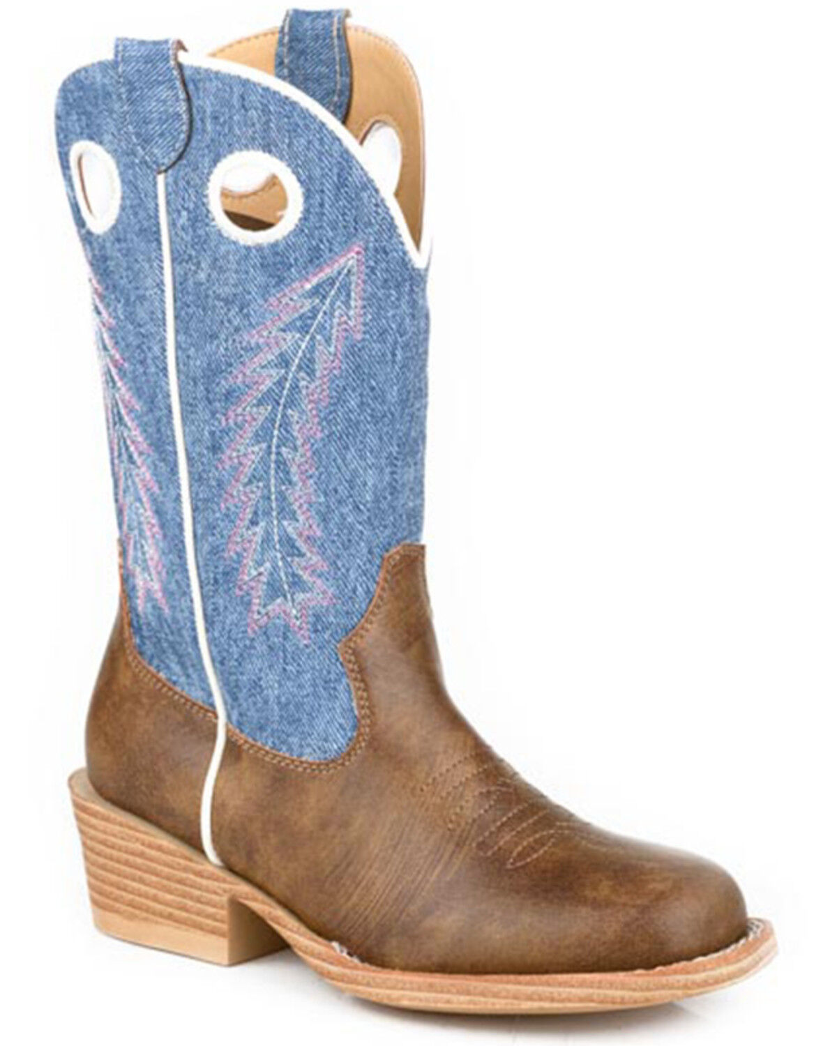 Image #1 - Roper Little Girls' Willow Western Boots - Square Toe, Brown, hi-res