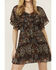 Image #3 - Shyanne Women's Printed Short Sleeve Handkerchief Mini Dress, Dark Brown, hi-res