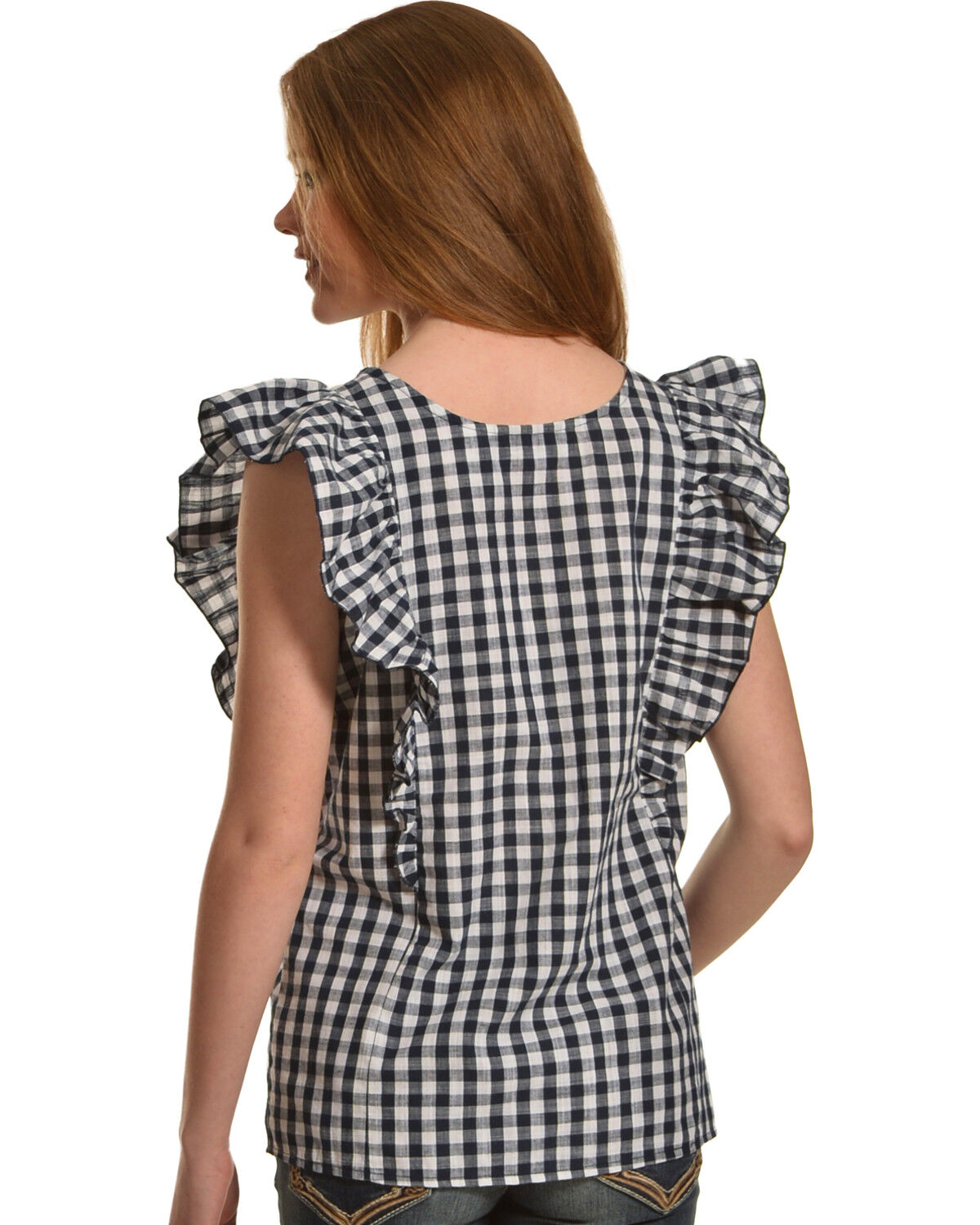 Image #3 - New Direction Sport Women's Black Plaid Gromets Top , , hi-res