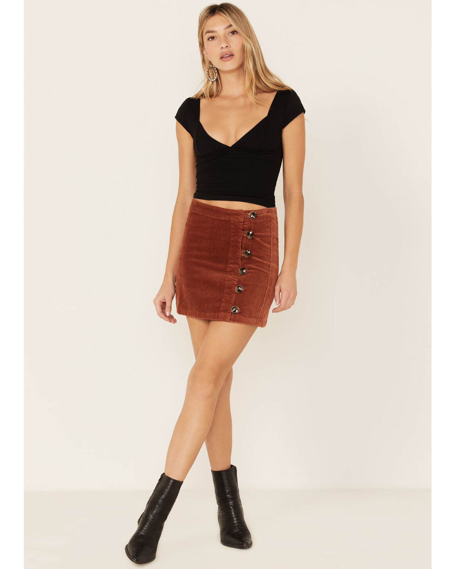 Women's corduroy top skirt camel