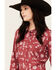 Image #2 - Wrangler Women's Southwestern Print Long Sleeve Pearl Snap Western Shirt, Red, hi-res